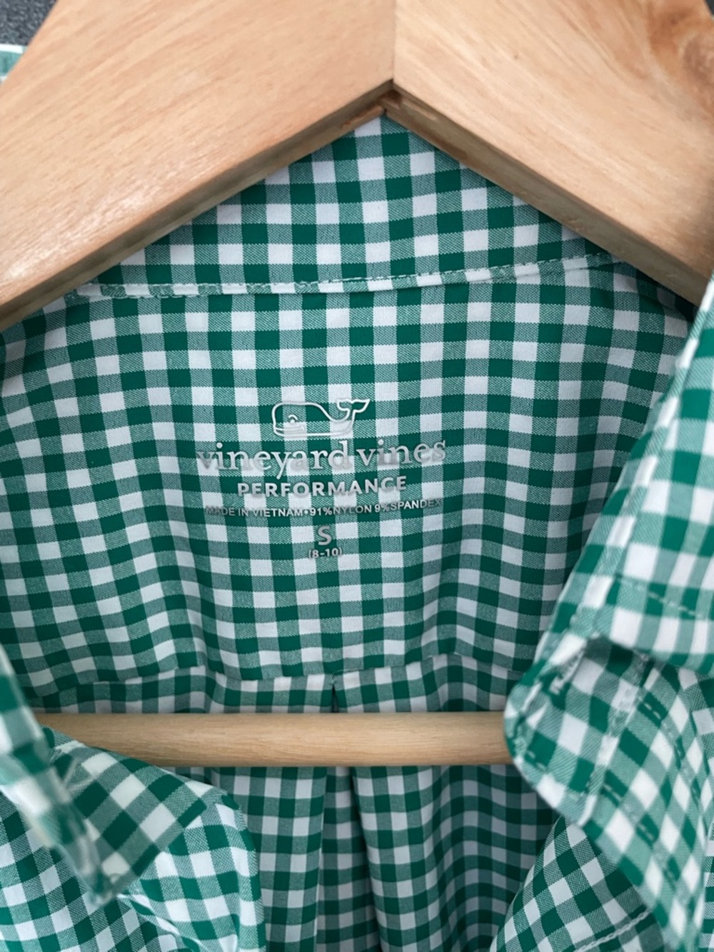 Vineyard Vines Green Gingham Button-Down Performance Shirt - Boy’s small (8-10) - Picture 3 of 5